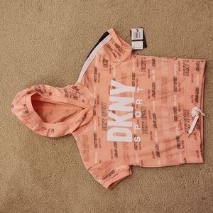 NWT DNKY Sport Shortsleeve Hooded Shirt Girls size 8
